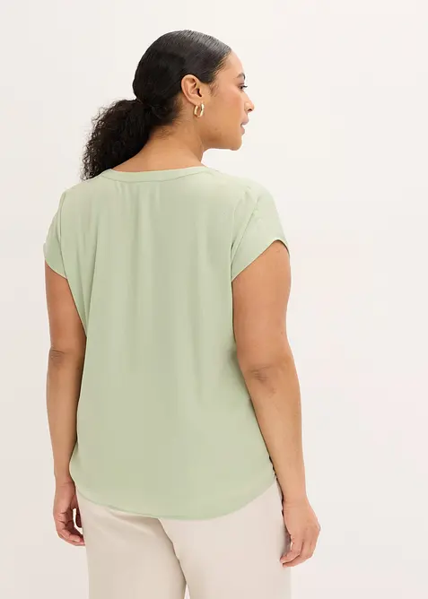 Blouse manches courtes ample en satin avec &eacute;paules descendues, bonprix