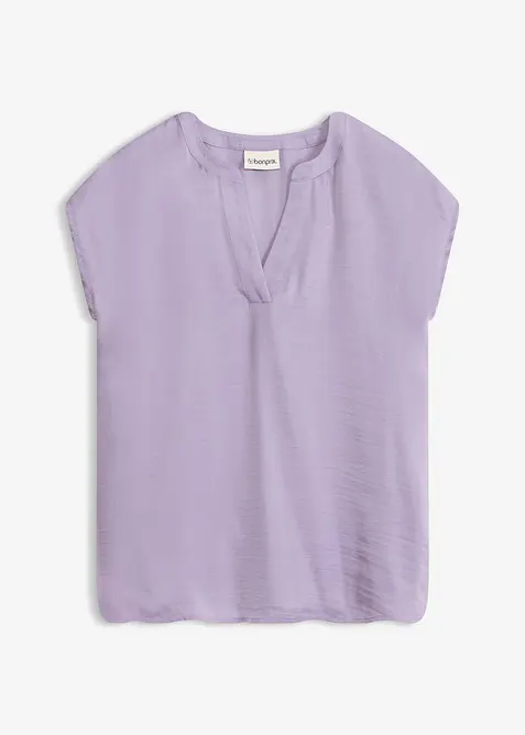 Lockere Satin-Kurzarmtunika mit &uuml;berschnittenen Schultern, bonprix
