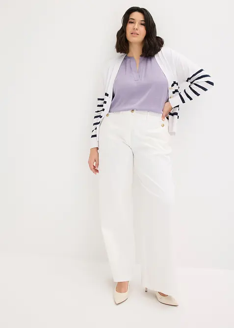 Blouse manches courtes ample en satin avec &eacute;paules descendues, bonprix