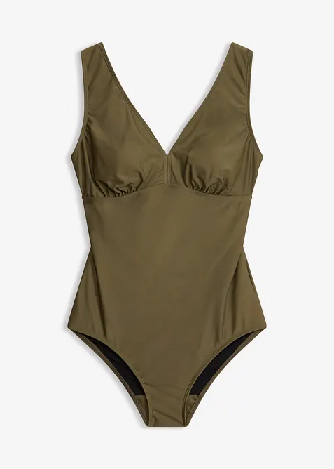 Maillot 1 pi&egrave;ce sculptant &agrave; col en V, maintien mod&eacute;r&eacute;, bonprix