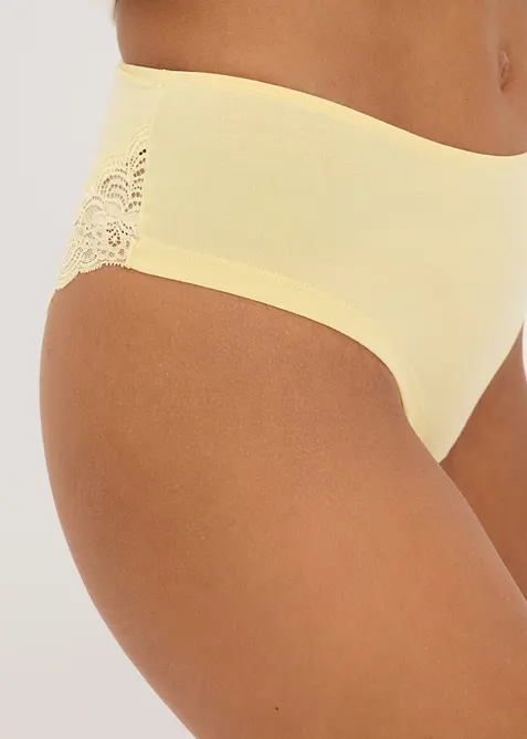 Lot de 4 culottes en coton doux avec dentelle, bonprix