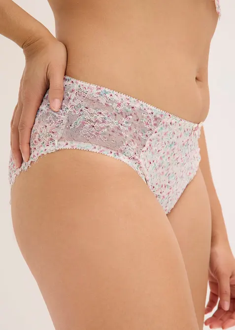 Slip maxi avec dentelle &agrave; imprim&eacute; floral, bonprix