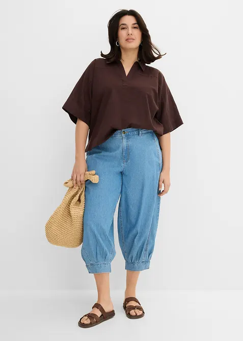 Jean ballon, taille mi-haute et &eacute;lastiqu&eacute;e, bonprix