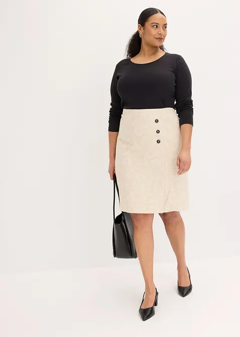 Jupe en jacquard de coton et lin, bonprix