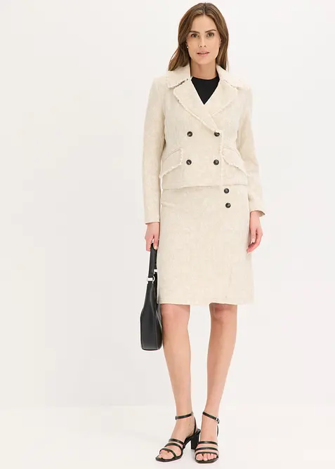 Jupe en jacquard de coton et lin, bonprix