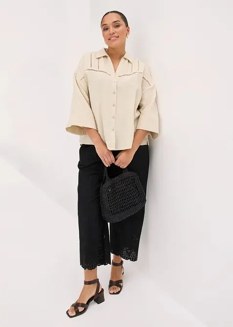 Pantalon large 100% coton, bonprix
