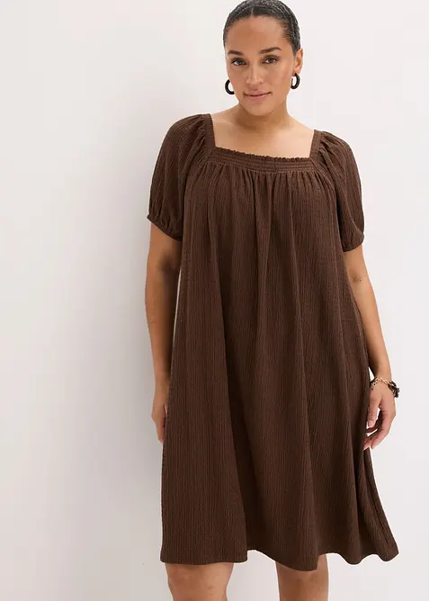 Robe en jersey cr&ecirc;pe textur&eacute;, bonprix