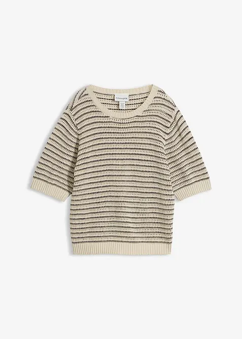 Ajour-Pullover mit Leinen, bonprix