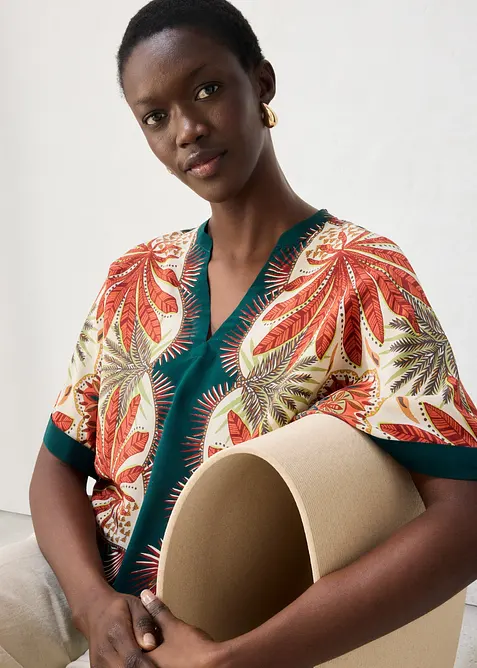 Blouse en soie m&eacute;lang&eacute;e, bonprix