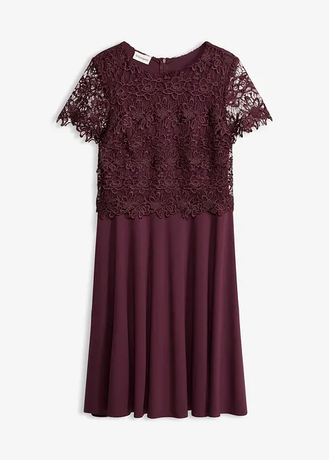 Robe midi avec empi&egrave;cement dentelle, bonprix