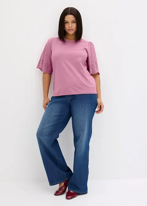 T-shirt &agrave; broderie anglaise, bonprix