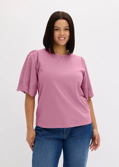 T-shirt &agrave; broderie anglaise, bonprix