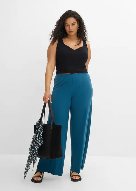 Pantalon palazzo &agrave; taille &eacute;lastiqu&eacute;e, bonprix