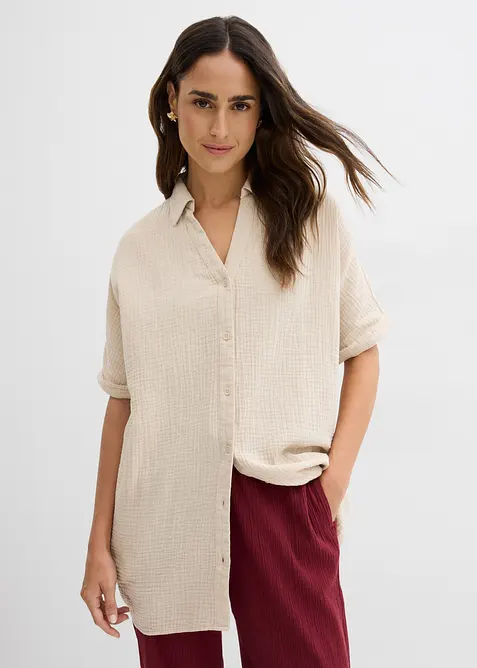Oversize-Longbluse aus softem Musselin, bonprix