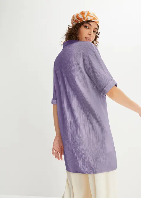Chemisier long, oversize et doux en gaze de coton, bonprix