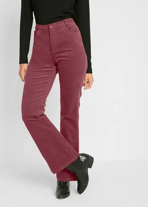 Pantalon en velours c&ocirc;tel&eacute; extensible avec taille haute confortable, bonprix