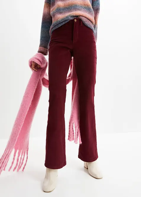 Pantalon en velours c&ocirc;tel&eacute; extensible avec taille haute confortable, bonprix