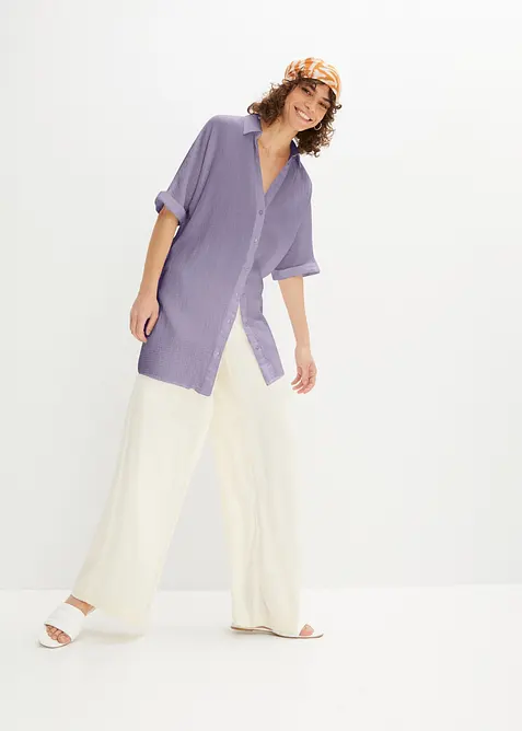 Chemisier long, oversize et doux en gaze de coton, bonprix