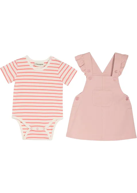 Body et robe salopette 100% coton (ens. 2&nbsp;pces), bonprix