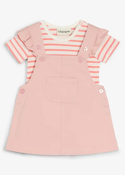 Body et robe salopette 100% coton (ens. 2&nbsp;pces), bonprix