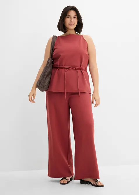 Pantalon large en maille piqu&eacute;e, bonprix