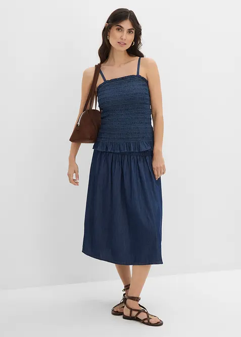 Top bretelles spaghetti en jean, bonprix