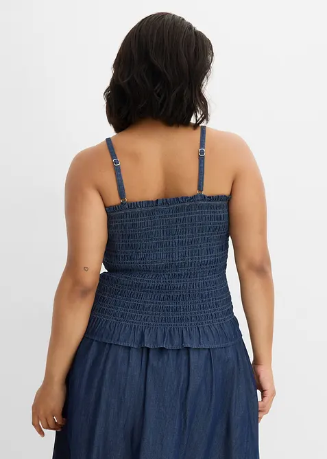 Top bretelles spaghetti en jean, bonprix