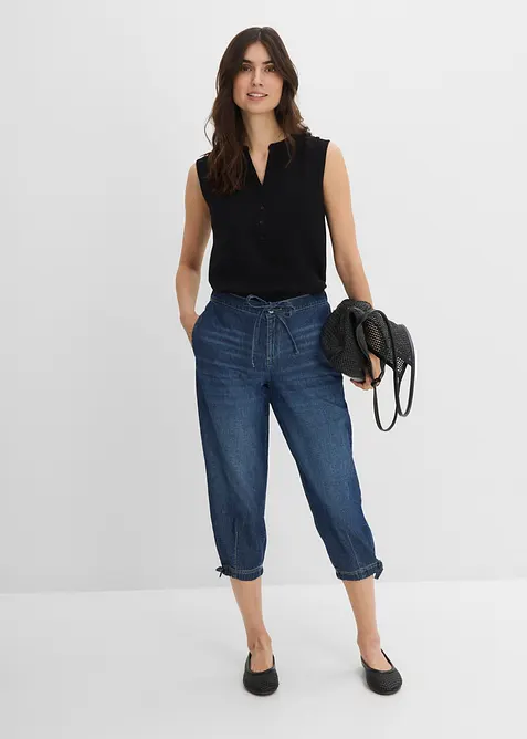 Jean barrel taille mi-haute, cropped, bonprix