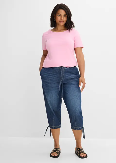 Jean barrel taille mi-haute, cropped, bonprix