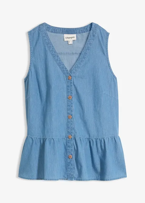 Jeans-Blusentop aus Bio-Baumwolle, bonprix