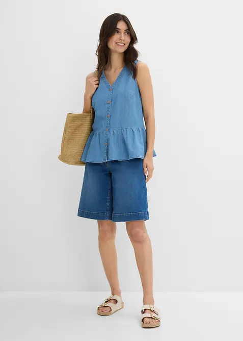 Jeans-Blusentop aus Bio-Baumwolle, bonprix
