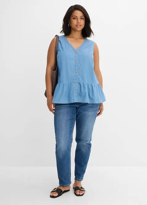 Jeans-Blusentop aus Bio-Baumwolle, bonprix