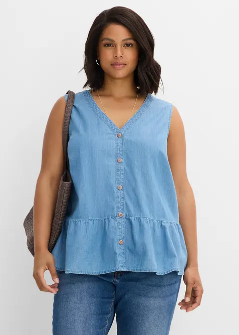 Jeans-Blusentop aus Bio-Baumwolle, bonprix
