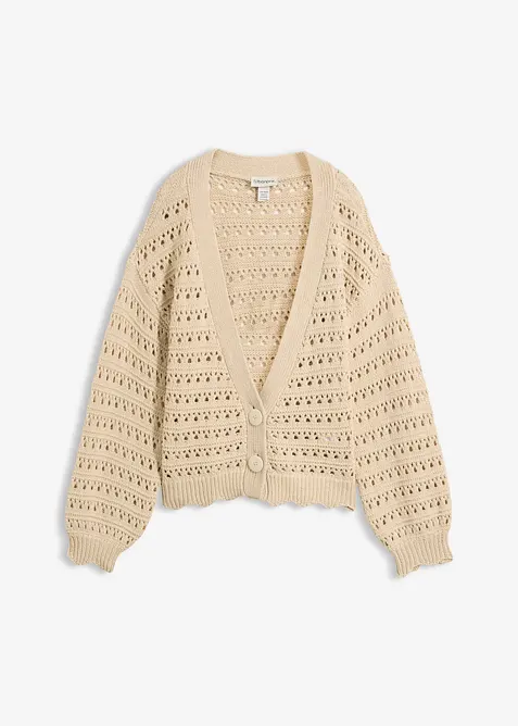 Ajour-Strickjacke aus reiner Baumwolle, bonprix