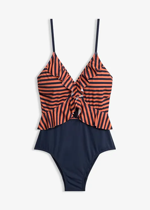 Badeanzug mit Cut Out und Volants, bonprix