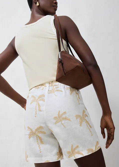 Bestickte Shorts aus reinem Leinen, bonprix