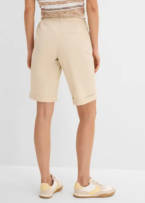 Bermuda paper touch en coton &agrave; taille &eacute;lastiqu&eacute;e, bonprix