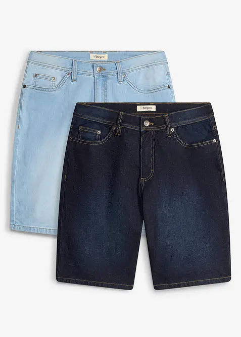 Lot de 2 bermudas en jean extensible, regular, bonprix