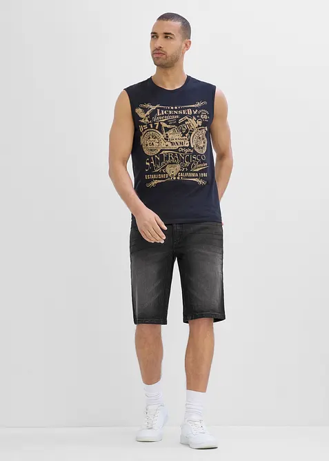 Bermuda en jean extensible avec entrejambe renforc&eacute;, regular, bonprix