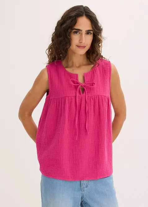 Blouse sans manches en gaze de coton, bonprix