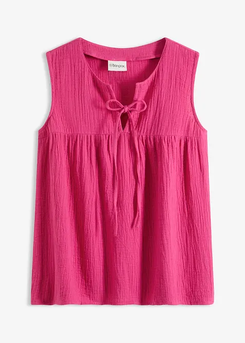 Blouse sans manches en gaze de coton, bonprix