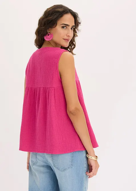 Blouse sans manches en gaze de coton, bonprix