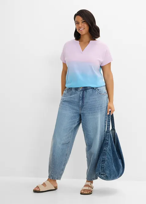 T-shirt col tunisien &agrave; effet ombr&eacute; dye, bonprix