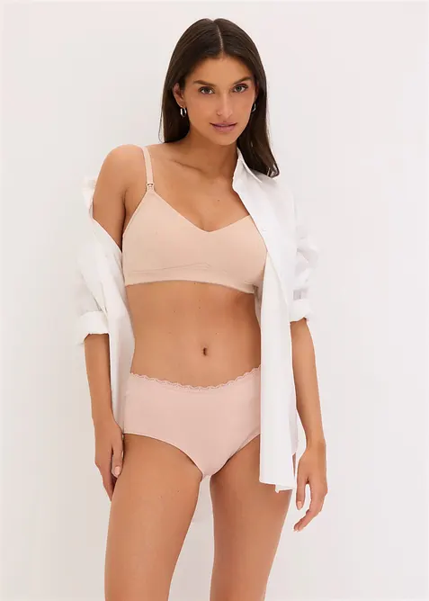 Lot de 3 culottes de grossesse en coton et dentelle, bonprix