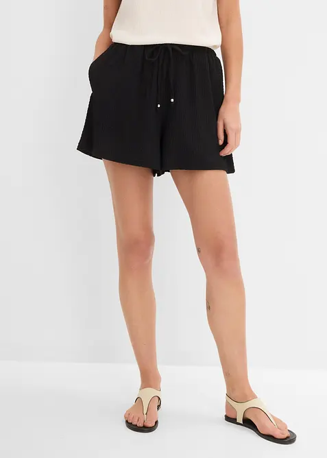 Short en cr&ecirc;pe textur&eacute; avec taille &eacute;lastiqu&eacute;e, bonprix