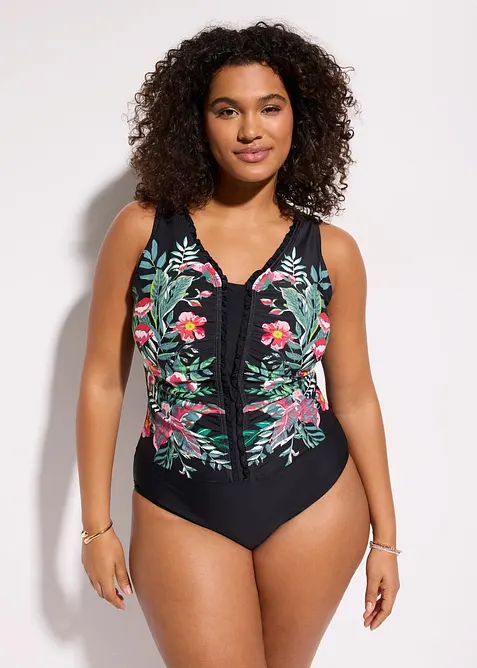 Maillot 1 pi&egrave;ce sculptant, maintien mod&eacute;r&eacute;, bonprix