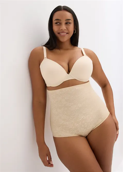 Slip sculptant taille haute en dentelle, maintien mod&eacute;r&eacute;, bonprix