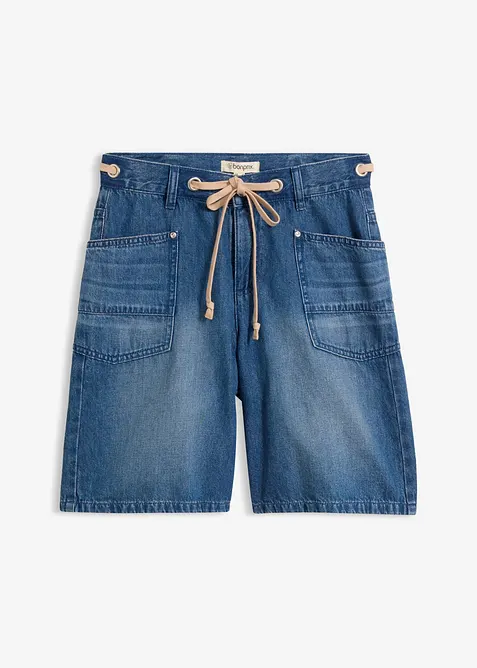 Bermuda en jean avec cordon, taille mi-haute, bonprix
