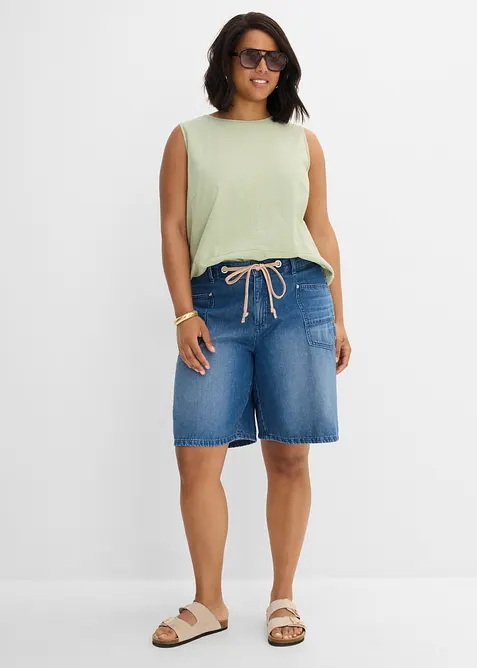 Jeans-Bermuda Mid Waist, Kordel, bonprix