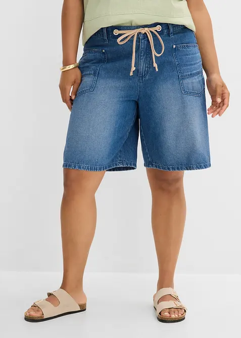 Jeans-Bermuda Mid Waist, Kordel, bonprix
